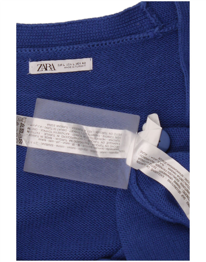 Maglione cardigan grafico da uomo ZARA grande in cotone blu