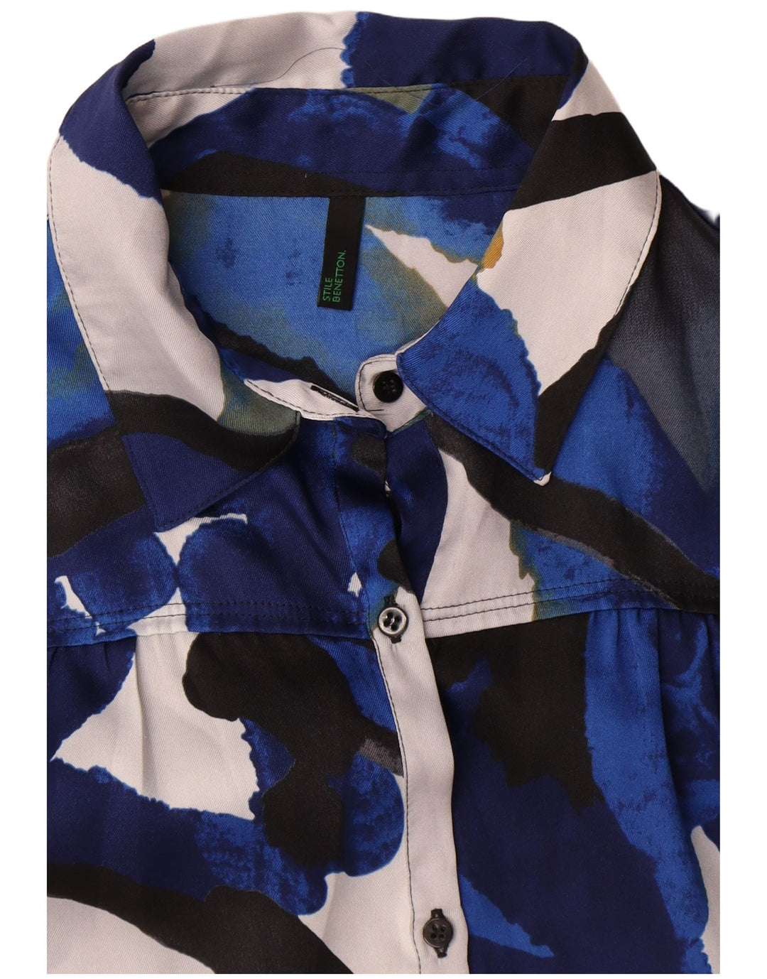 Camicetta da donna con motivo astratto Benetton UK 14 Poliestere blu medio