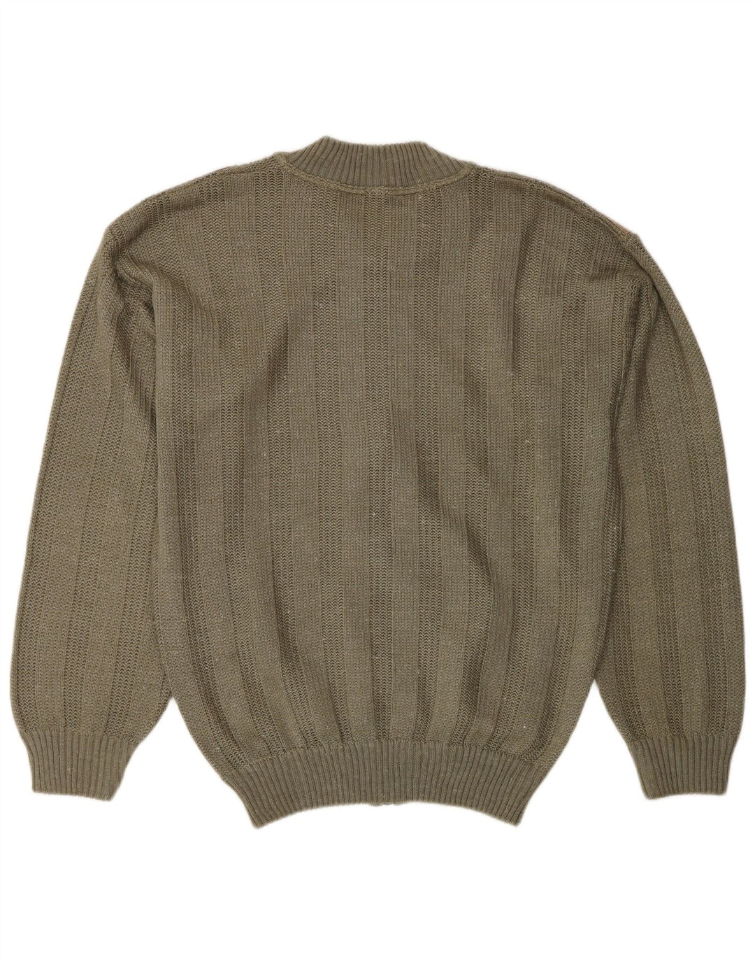 Maglione cardigan da uomo vintage acrilico color block color kaki medio