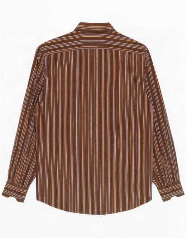 Camicia da uomo Gattinoni taglia 39 15 1/2 cotone a righe marrone medio