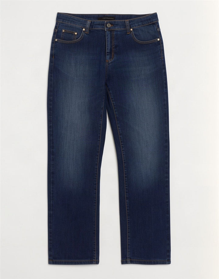 Jeans dritti da donna Calvin Klein W33 L28 cotone blu navy