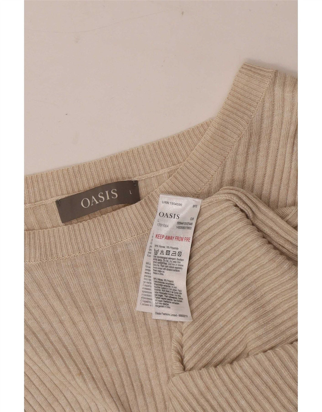 Top da donna a maniche lunghe Oasis UK 14 Large Beige Viscosa