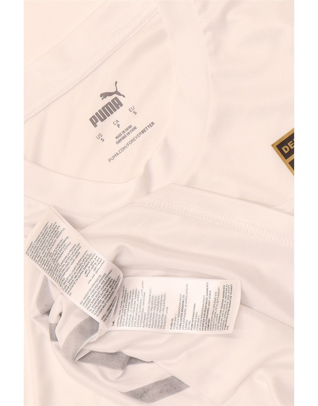 T-shirt grafica da uomo Puma Deutshland Top Small in poliestere color block bianco