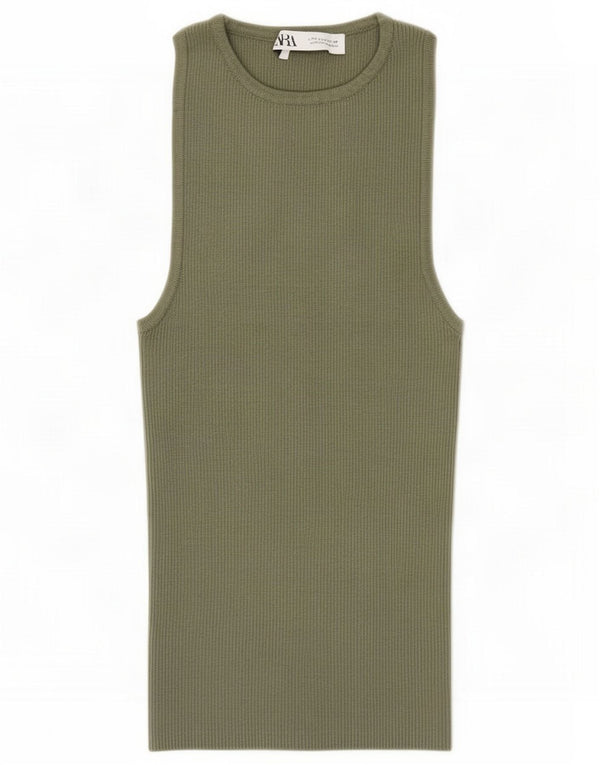 Zara Canotta da donna UK 8 Small Verde Viscosa