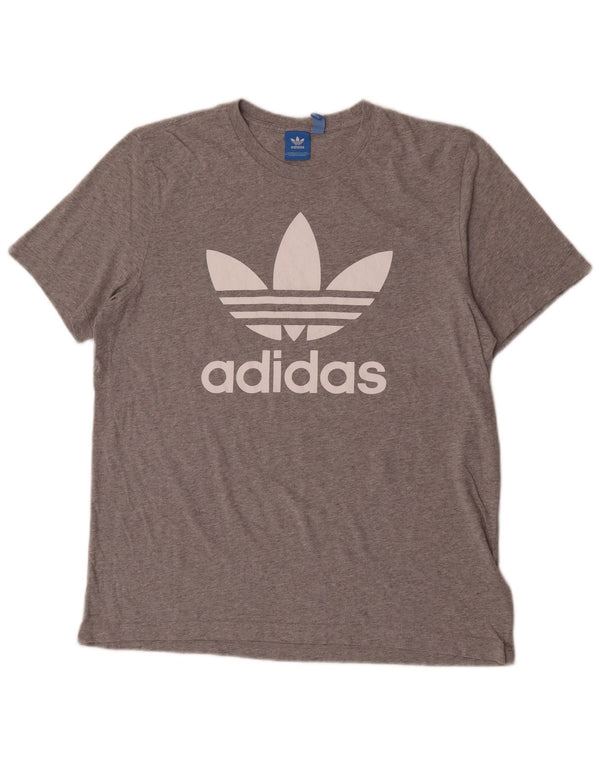 T-shirt grafica regolare da uomo a maniche corte Adidas Top grande in cotone grigio
