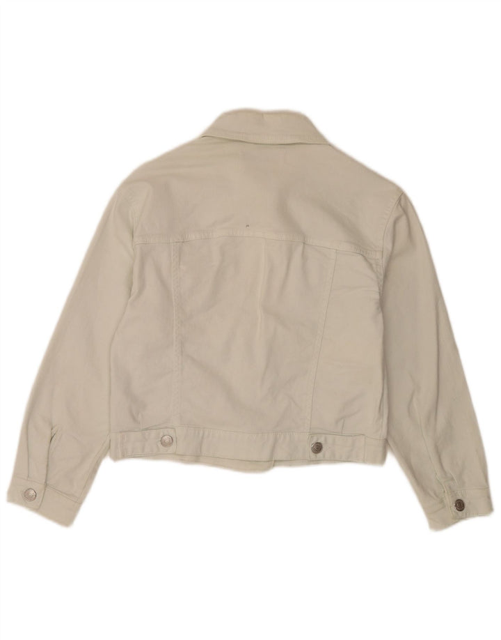 Giacca corta in denim da donna Zara UK 6 XS cotone bianco
