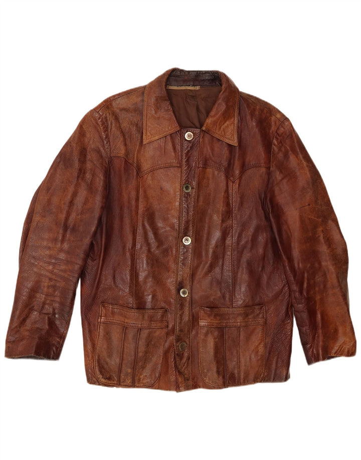 Giacca in pelle vintage da uomo UK 38 Marrone medio
