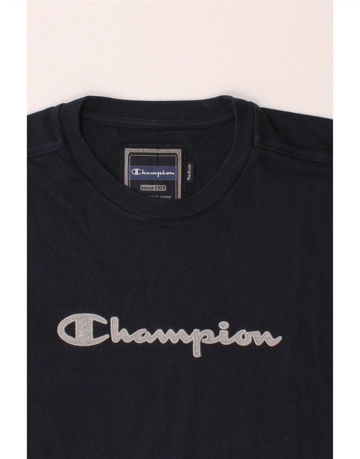 CHAMPION Mens Graphic T-Shirt Top Medium Navy Blue Cotton Vintage Champion and Second-Hand Champion from Messina Hembry 