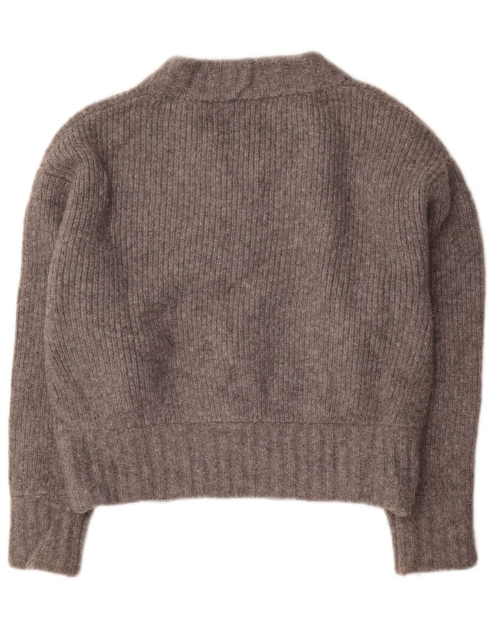 Maglione cardigan oversize corto da donna Zara UK 10 piccolo grigio acrilico