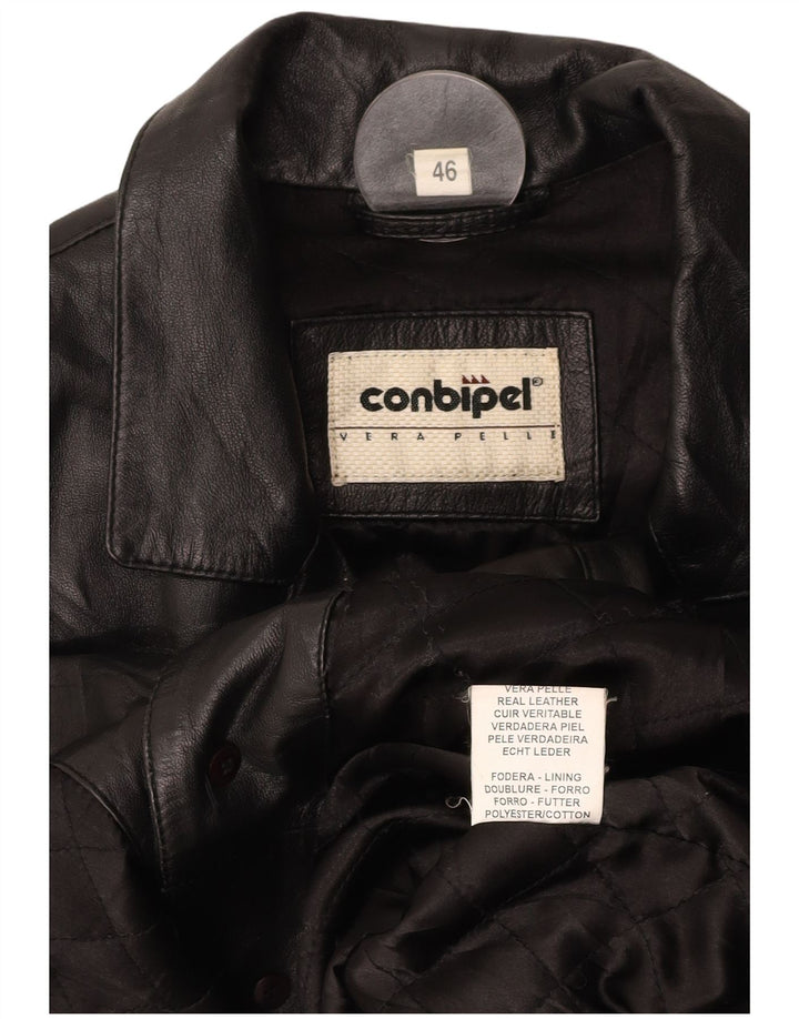 CONBIPEL Womens Leather Jacket IT 46 Large Black Leather