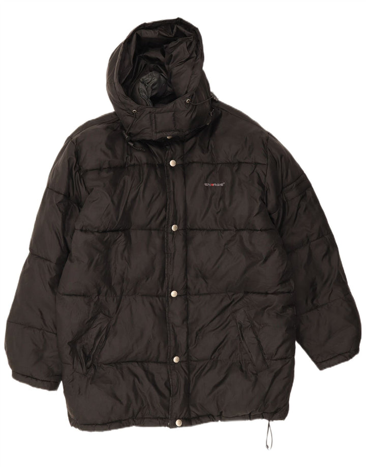 Giacca imbottita con cappuccio grafico da uomo Energie UK 38 nylon nero medio