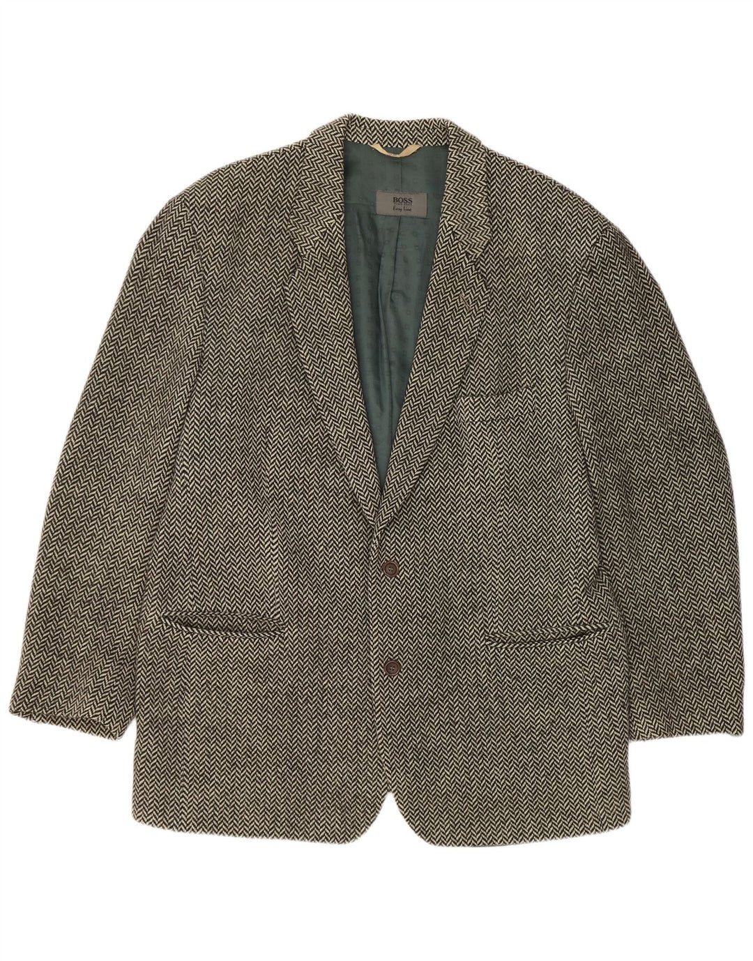 Giacca blazer a 2 bottoni da uomo Hugo Boss EU 56 3XL nera a spina di pesce