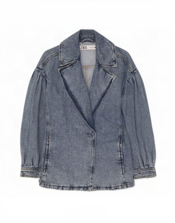 Giacca in denim da donna Zara UK 10 piccola in cotone blu