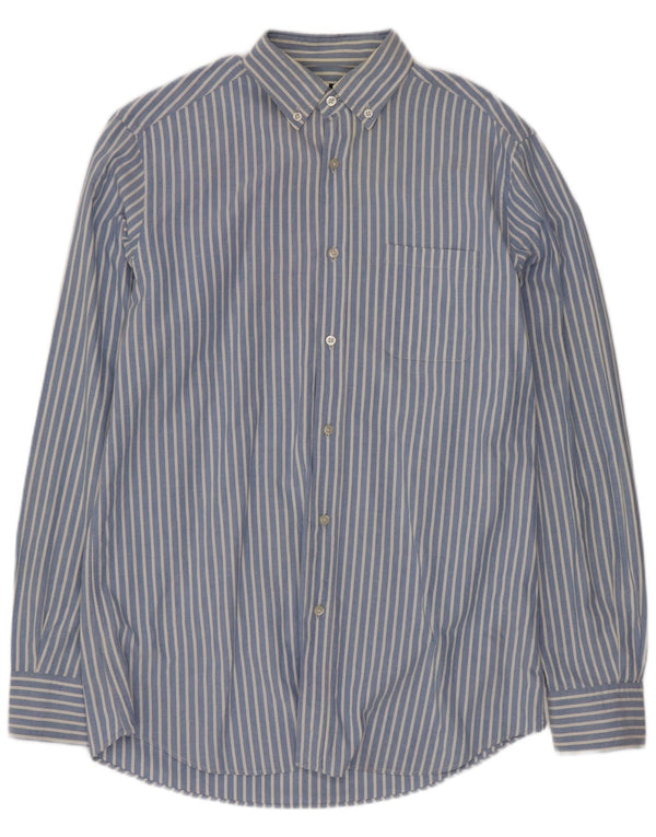 Camicia Uomo Massimo Dutti Cotone Rigato Blu Medio
