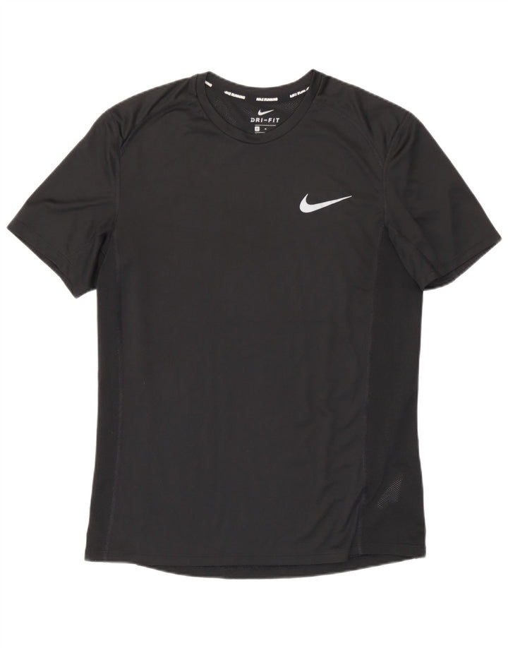 T-shirt Nike da uomo Dri Fit, top in poliestere nero medio