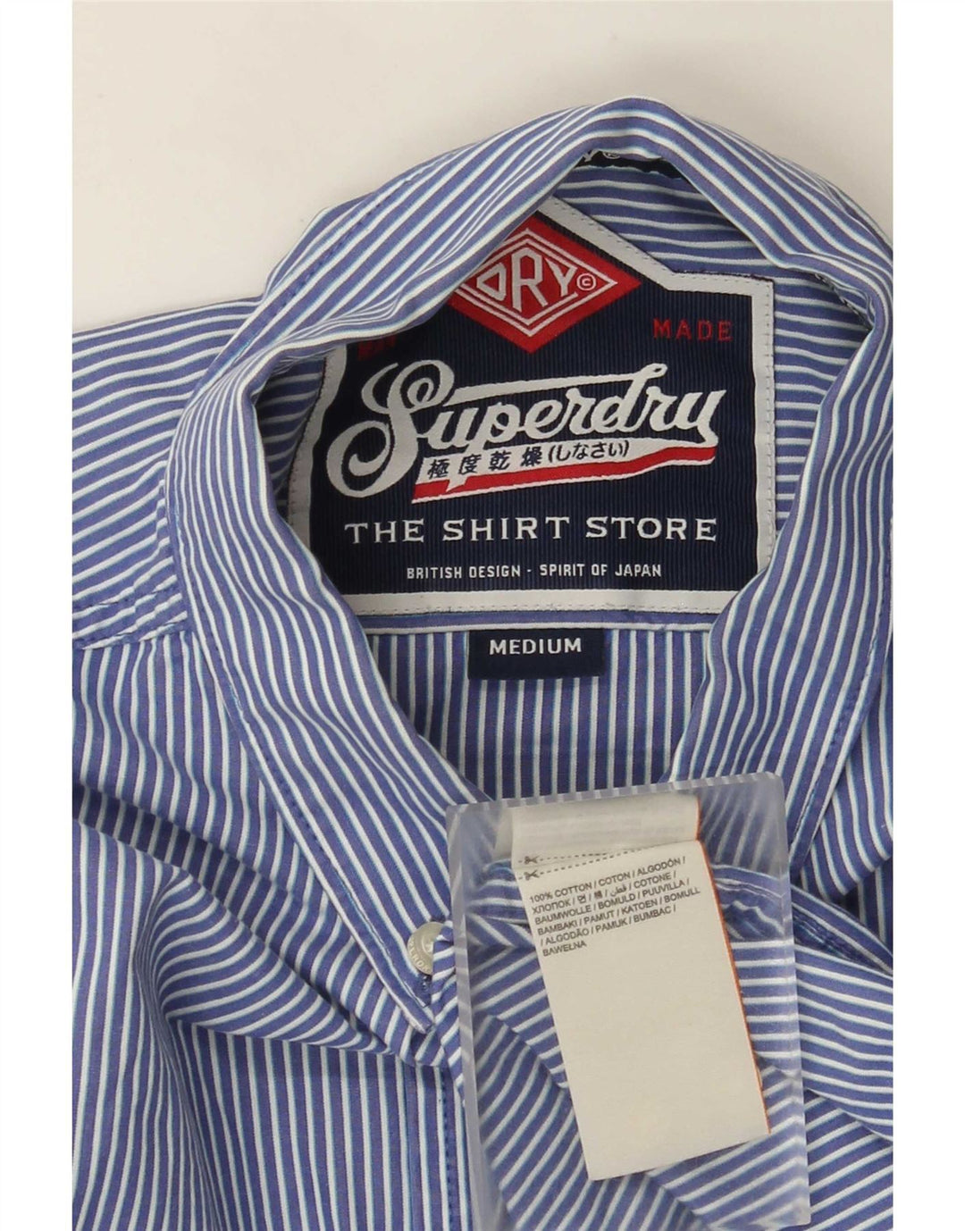 Camicia da uomo Superdry in cotone gessato blu medio