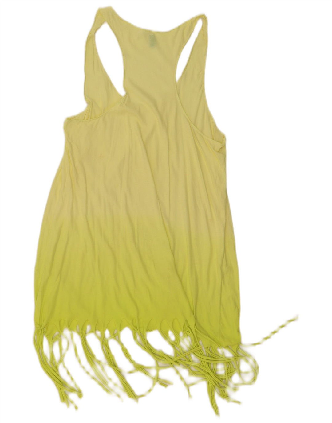 BENETTON Top tunica grafica da donna UK 8 Small Yellow Colourblock Beach