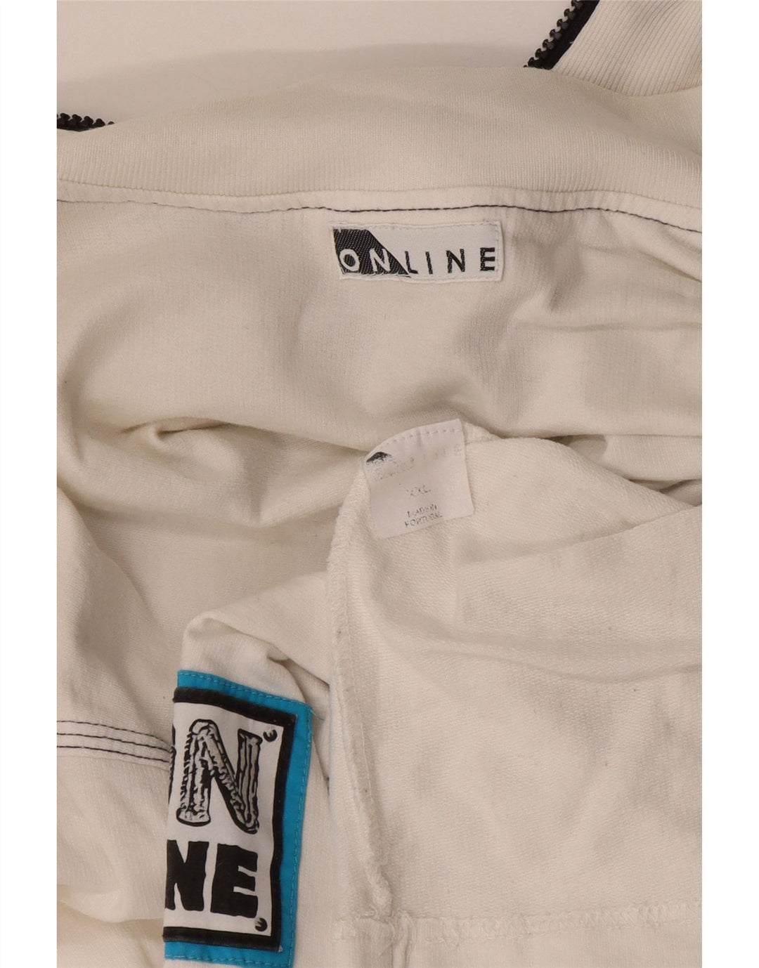 Felpa con collo con zip grafica da uomo VINTAGE Maglione 2XL cotone bianco