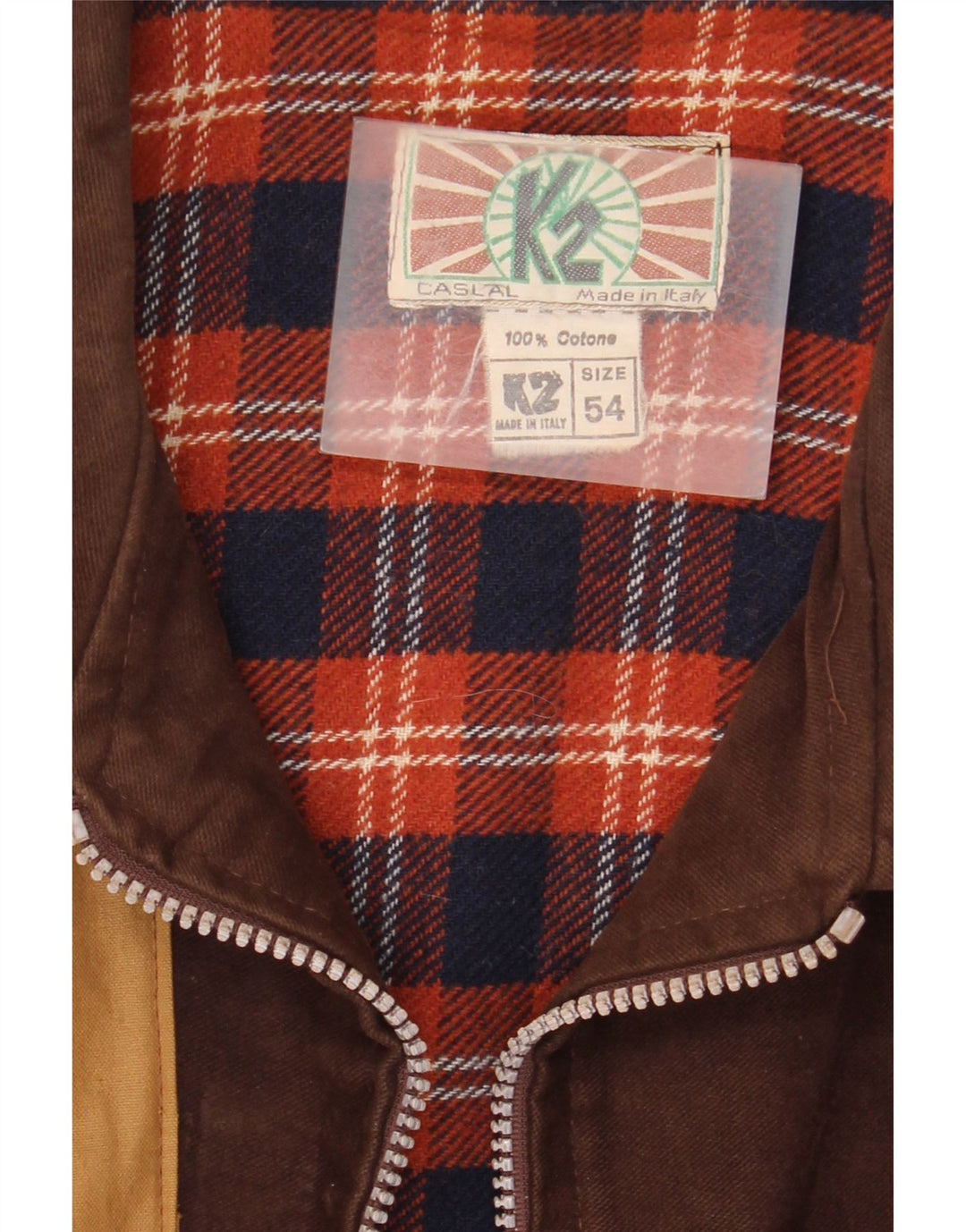Giacca a vento vintage da uomo IT 54 2XL Cotone color block marrone
