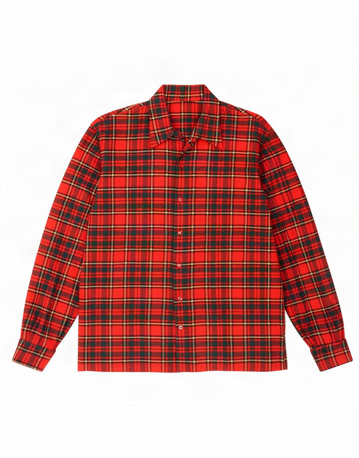 Camicia vintage da uomo in flanella grande scozzese rosso