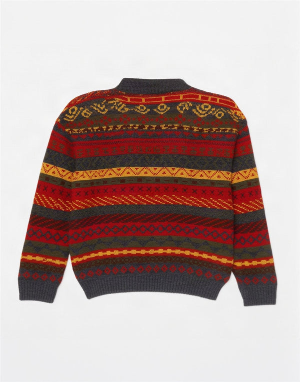 Vintage Mens Crew Neck Jumper Sweater Medium Multicoloured Fair Isle