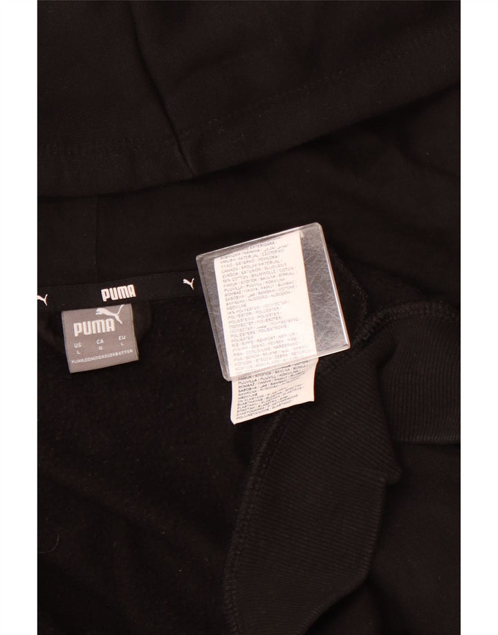 Felpa con cappuccio e zip grafica PUMA da donna UK 16 grande cotone nero