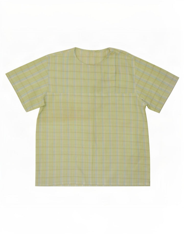 Top camicetta da donna vintage UK 14 scozzese verde medio