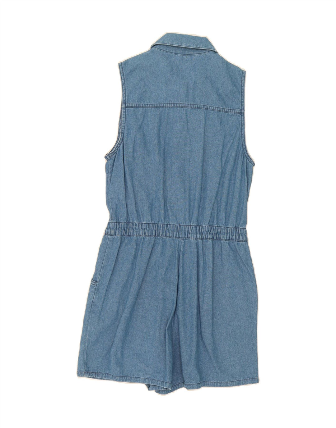 VINTAGE Womens Denim Playsuit UK 10 Small Blue Cotton Vintage Vintage and Second-Hand Vintage from Messina Hembry 