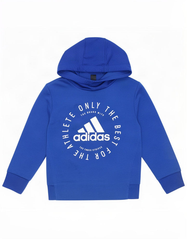 Felpa con cappuccio grafica da ragazzo Adidas 5-6 anni in poliestere blu