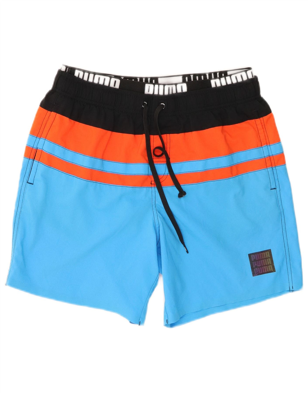 Pantaloncini da bagno grafici da uomo Puma in poliestere color block blu medio