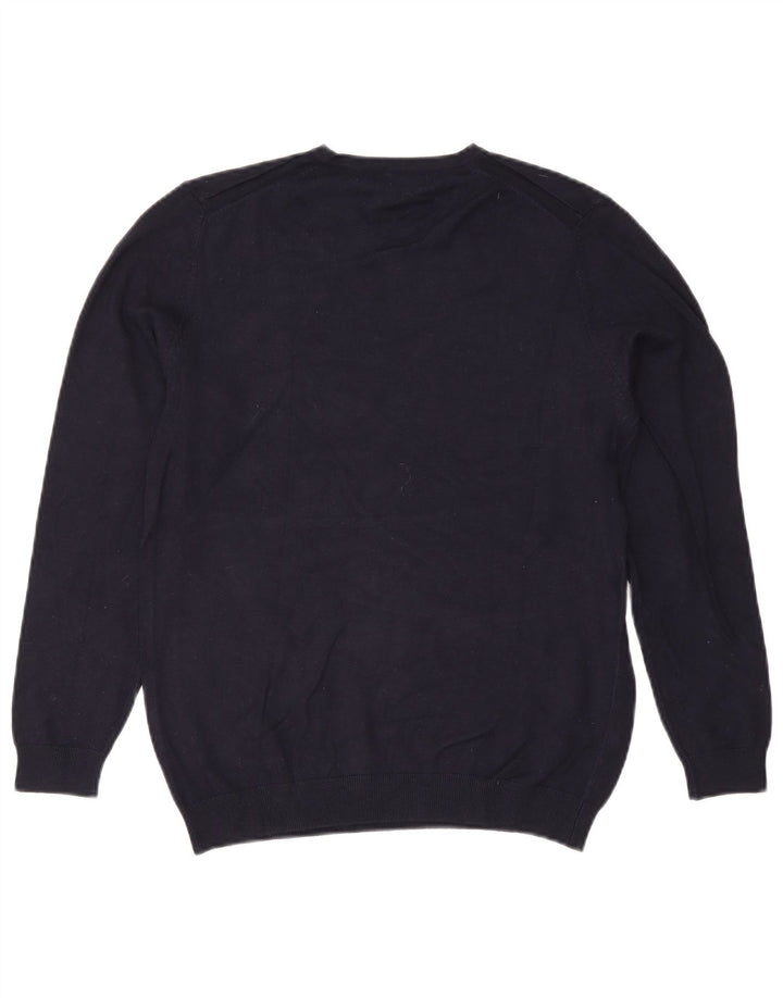 Maglione Zara da uomo con scollo a V grande blu navy