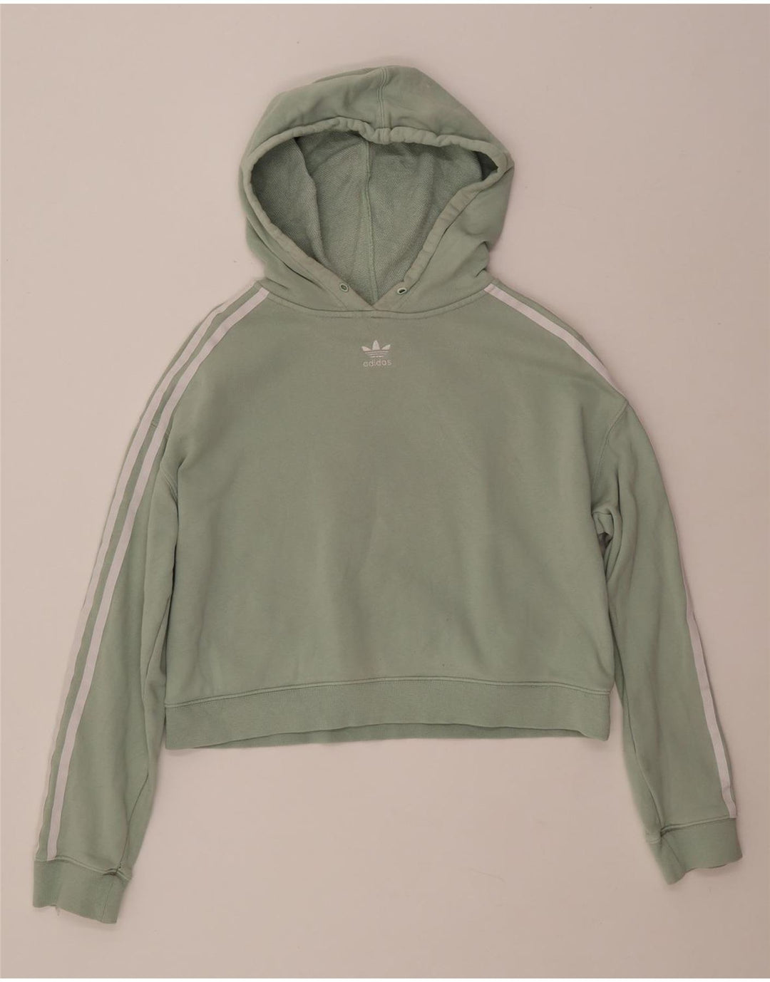 Maglione con cappuccio oversize corto da donna ADIDAS UK 8 piccolo cotone verde