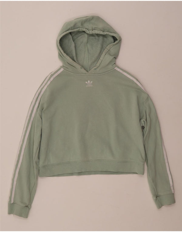 Maglione con cappuccio oversize corto da donna ADIDAS UK 8 piccolo cotone verde