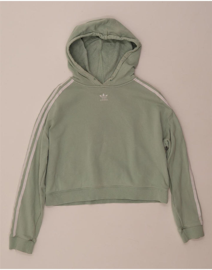 Maglione con cappuccio oversize corto da donna ADIDAS UK 8 piccolo cotone verde