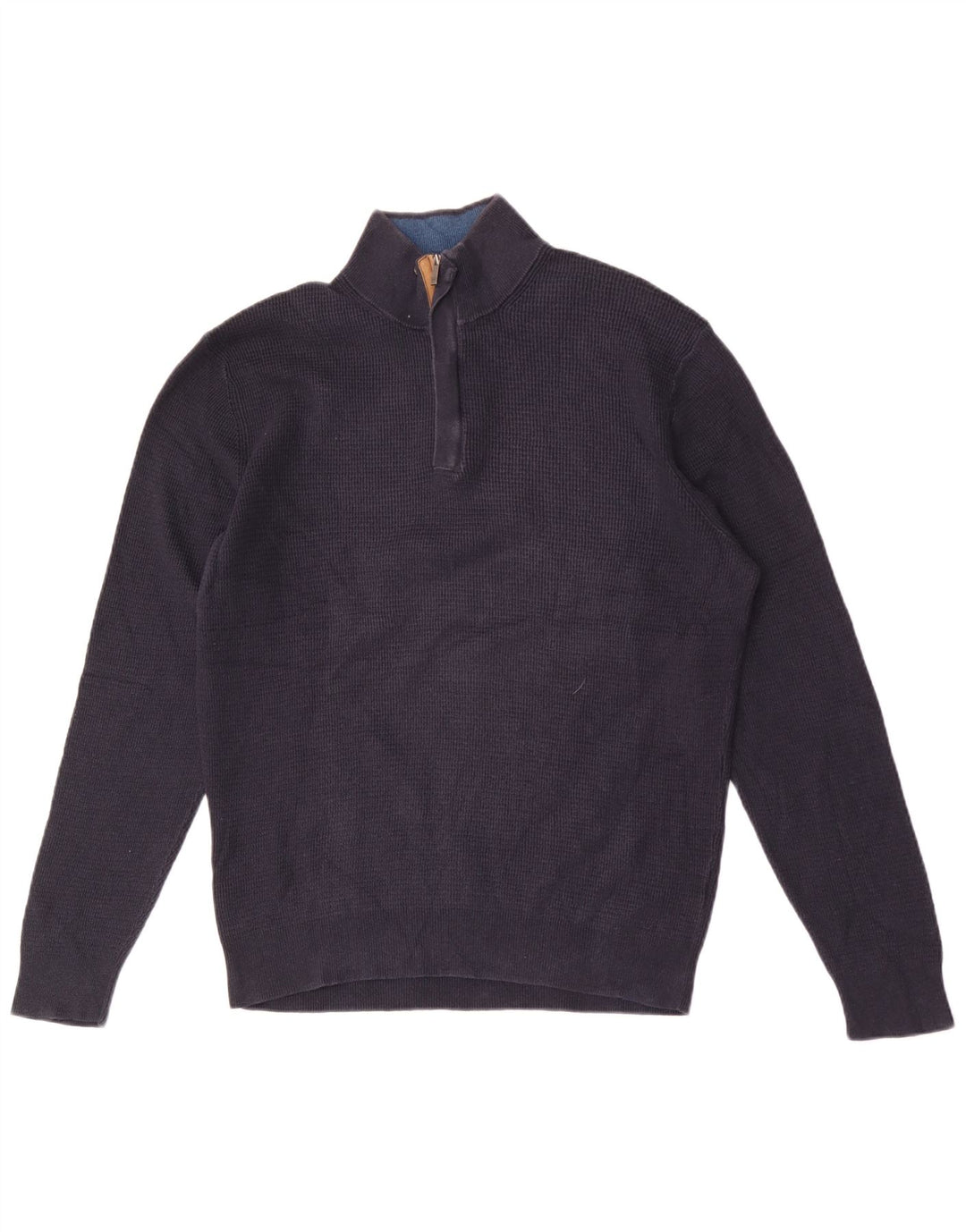 Massimo Dutti Maglione da uomo con zip e collo grande in cotone blu navy