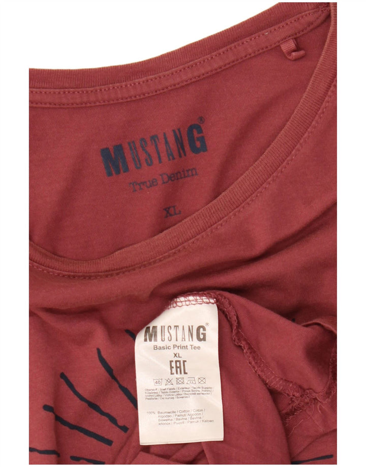 T-shirt grafica da uomo Mustang Top XL in cotone marrone