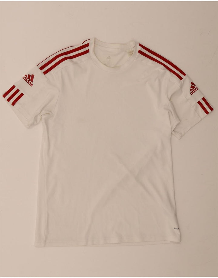 T-shirt Adidas Aeroready da uomo Top in poliestere bianco medio