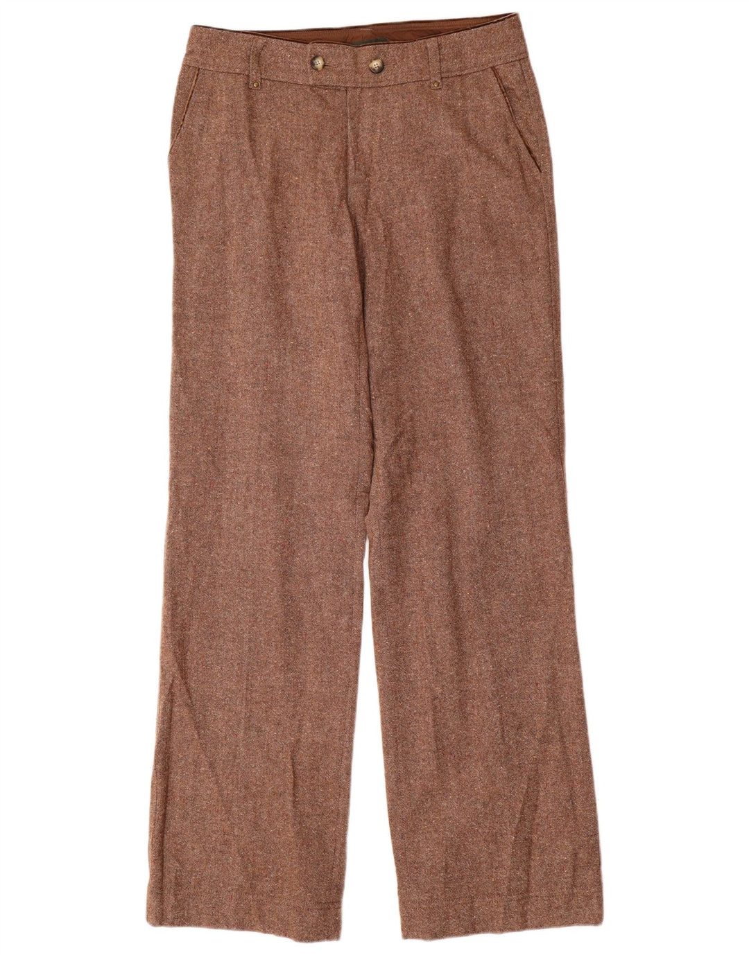 Pantaloni chino alti da donna EDDIE BAUER US 8 Medium W32 L35 Marrone screziato