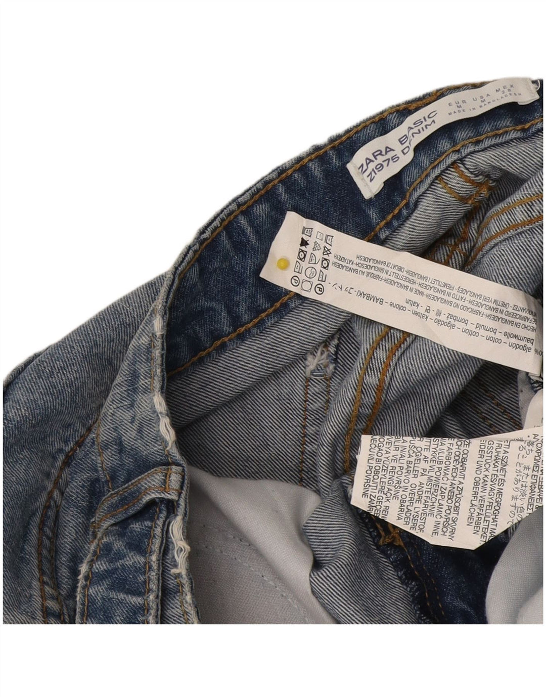 Zara Donna Z1975 Mini Gonna di Jeans Media W32 Blu Cotone