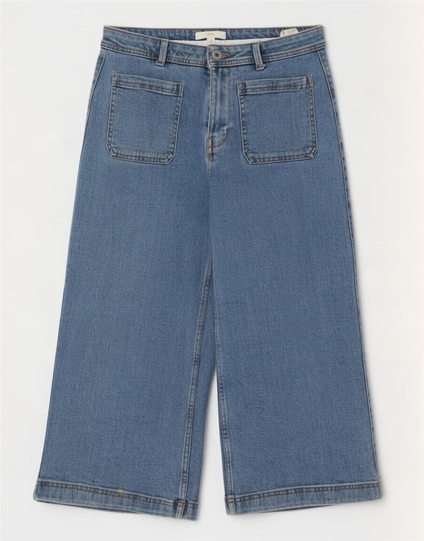 Jeans a gamba larga Marks & Spencer da donna Capri UK 12 medio W30 L21 blu