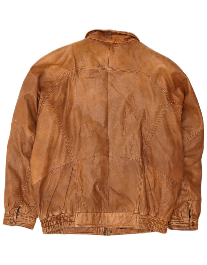 Giacca in pelle vintage da uomo IT 56 2XL Marrone