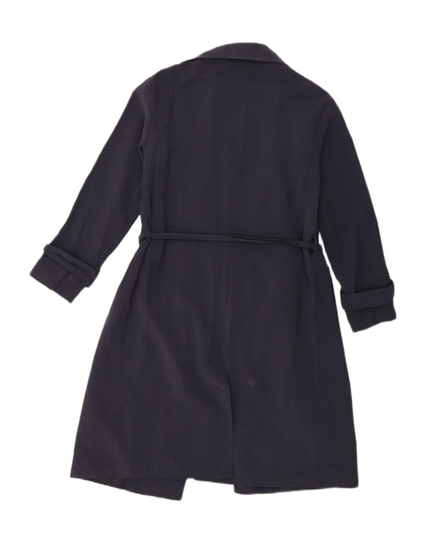 Oasis Womens Trench Coat UK 6 XS Navy Blue Viscose