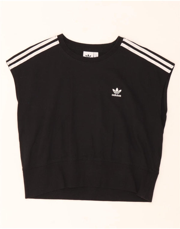 Felpa da donna a maniche corte Adidas UK 14 grande cotone nero