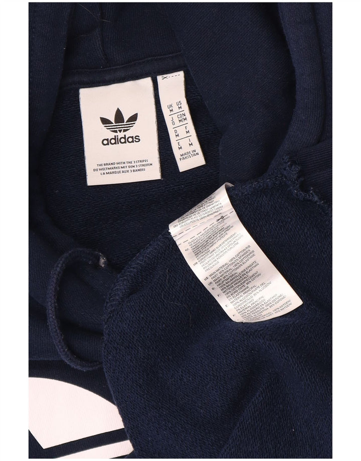 Felpa con cappuccio grafica da uomo Adidas media in cotone blu navy