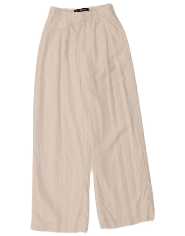 HOLLISTER Pantaloni da donna a gamba larga a vita alta Livvy XS W25 L28 Lino bianco