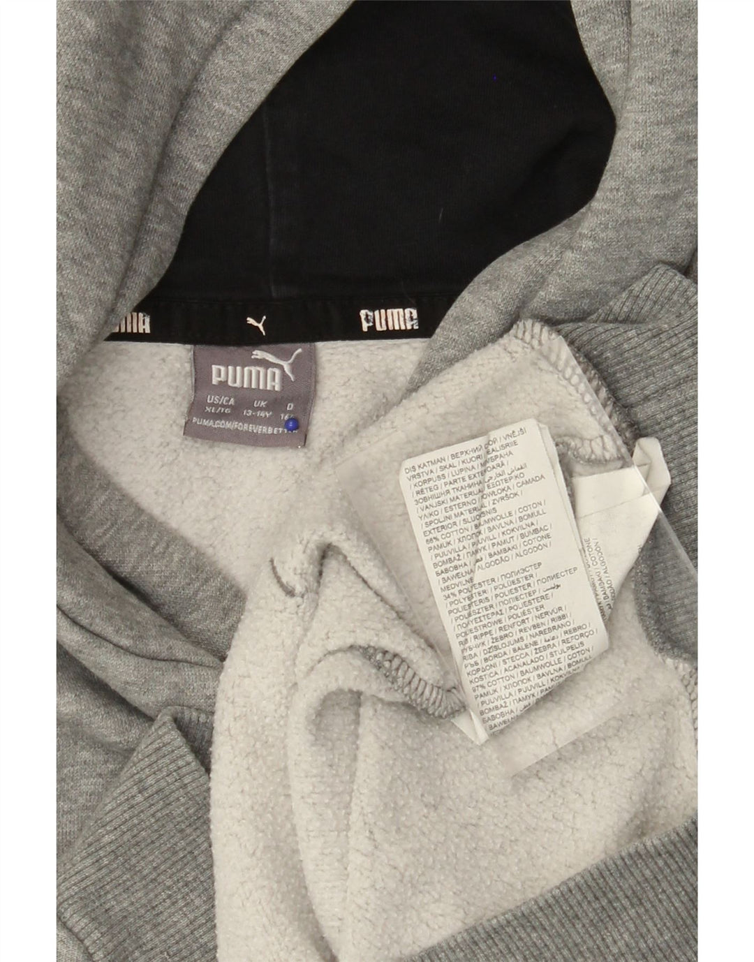 Felpa con cappuccio grafica PUMA da bambino 13-14 anni in cotone grigio