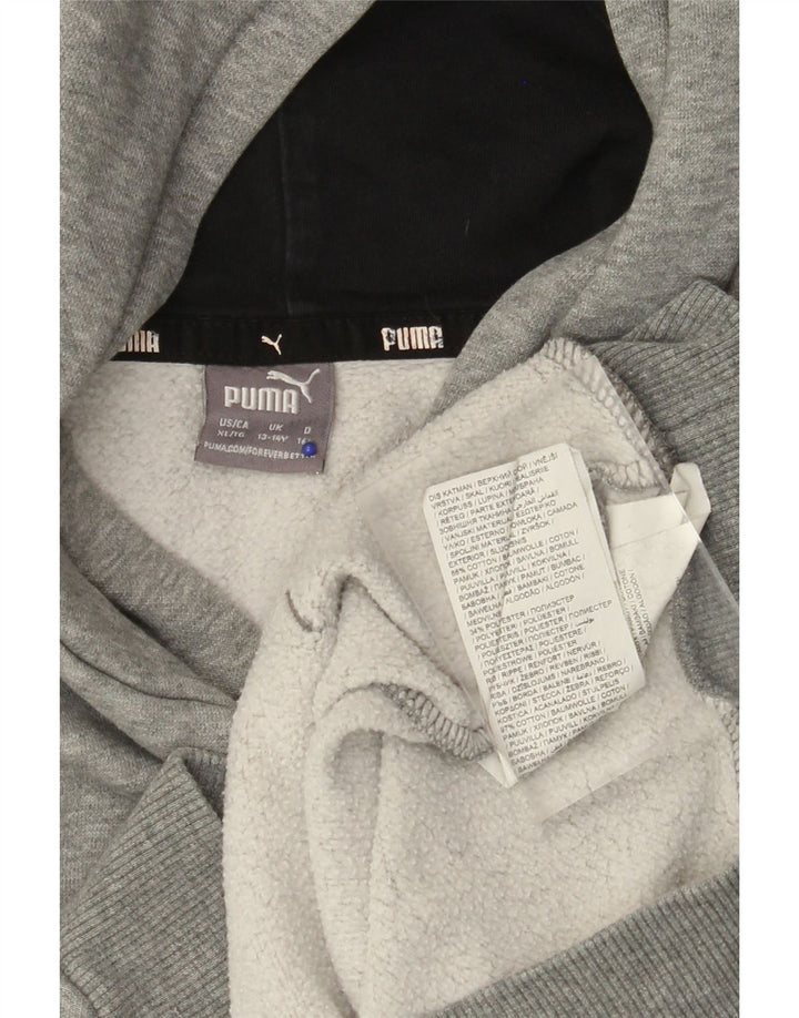 Felpa con cappuccio grafica PUMA da bambino 13-14 anni in cotone grigio