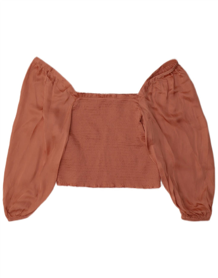 J. Crew Camicetta a maniche lunghe da donna UK 14 Large Rosa Poliestere
