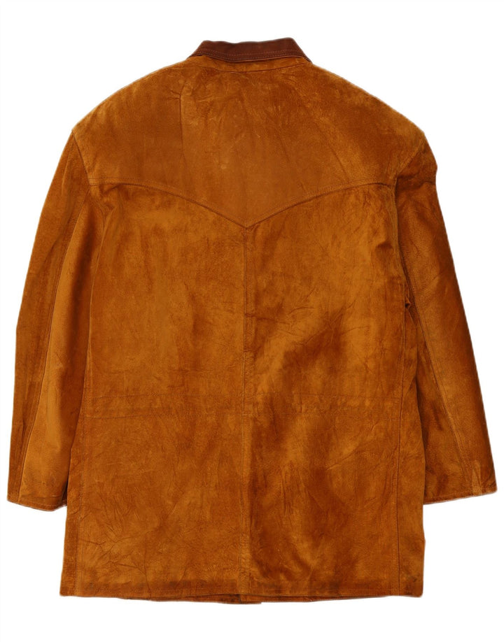 Soprabito vintage da uomo in pelle scamosciata UK 42 XL in pelle marrone