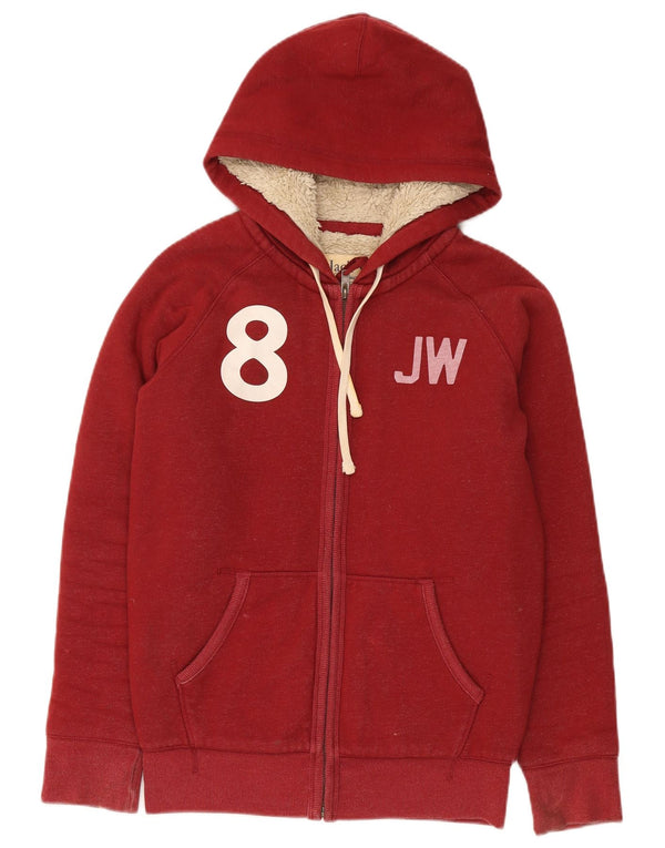 Jack Wills Mens Graphic Zip Hoodie Sweater Small Red Cotton